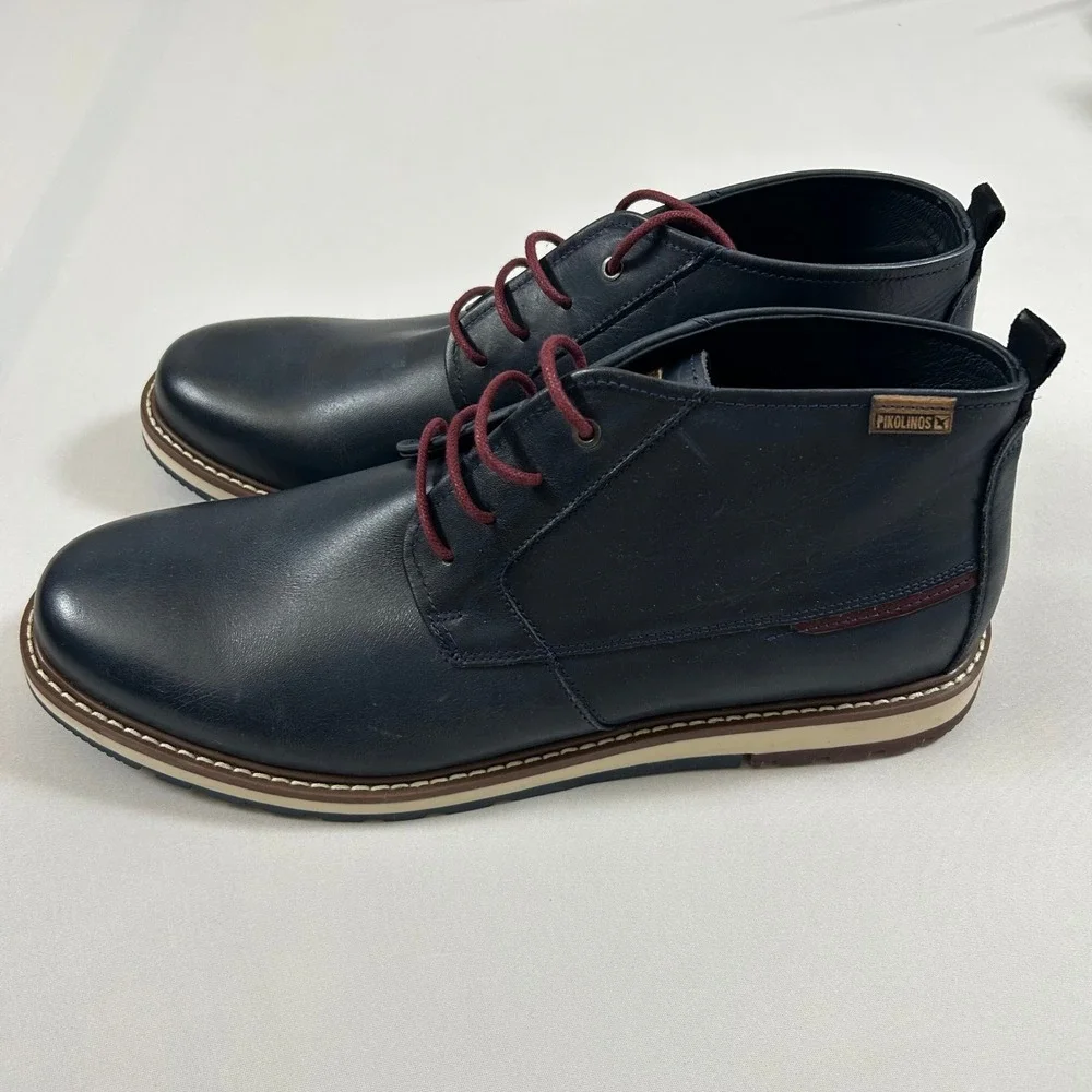 Pikolinos Chukka Boots Berna Mens 45 /11-11.5 Navy Blue Leather Lace Up M8J-8127